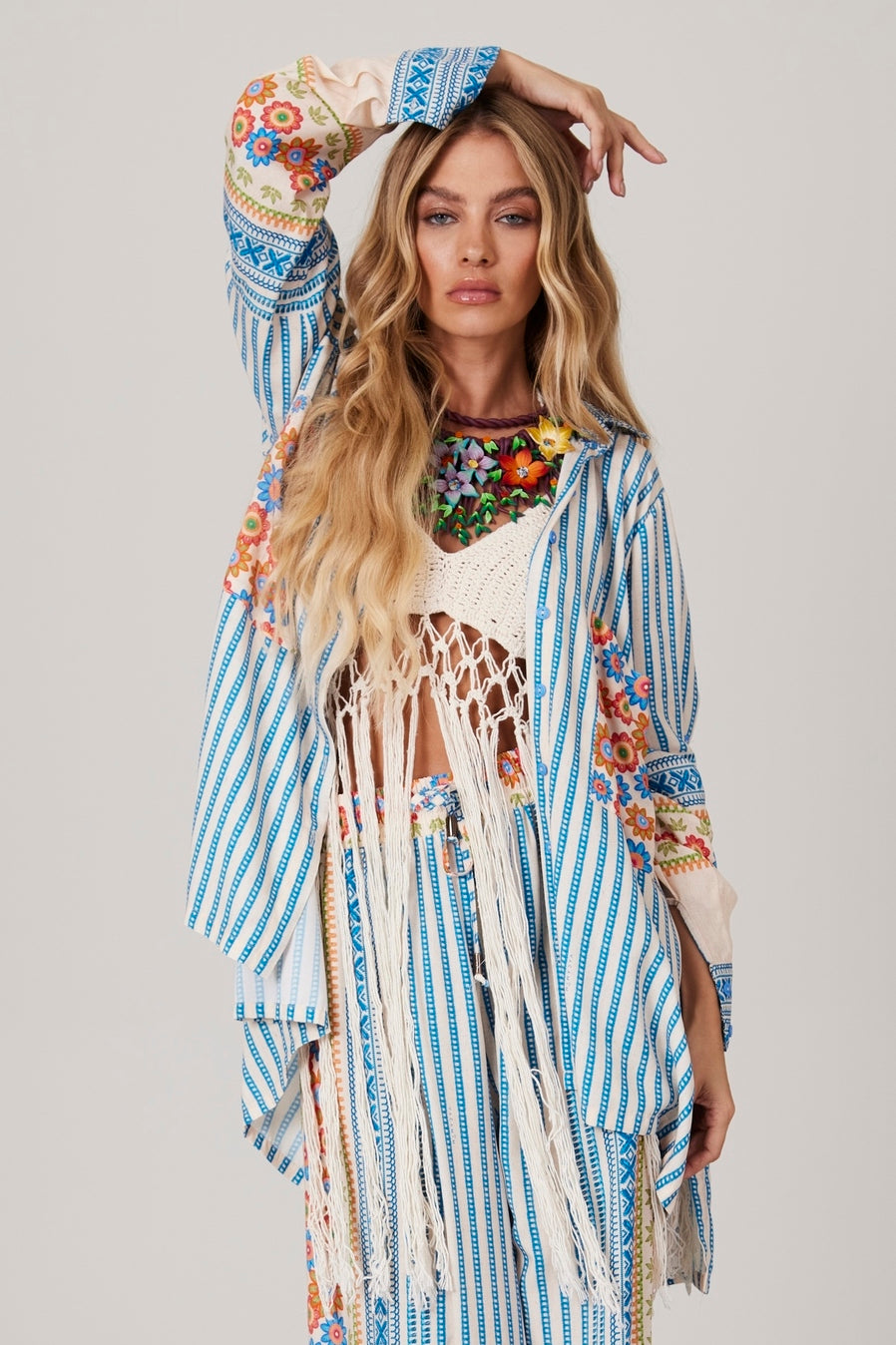 <p>Blue Godê Loose Shirt Pira Omomba''e Yacamim K3 Collection</p>