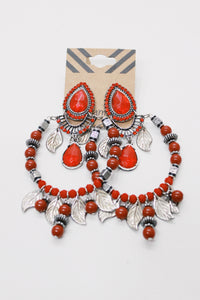 Handmade Red Bead Earring Yacamim #679