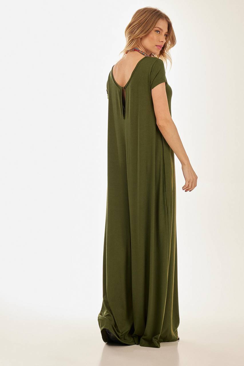 Yacamim Military Green Sarouel Wide-Leg Jumpsuit