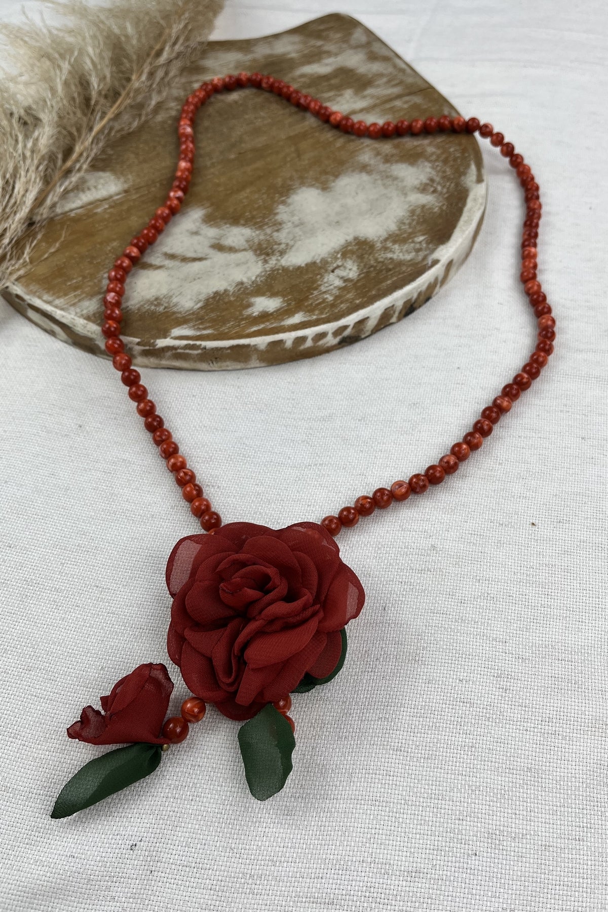 Ave Maria Necklace with Terracotta Yacamim Flower #40