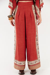 Terracotta Palazzo Pants Paisley Print Yacamim A20