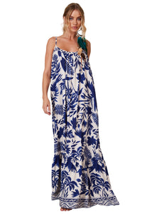 White and Blue Strappy Long Dress Pira Omomba’e Yacamim C31 Collection