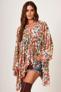 Yacamim B14 Loose Printed Tulle Tunic