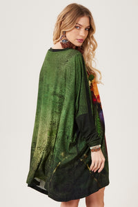 Green Yacamim S4 Dreamcatcher Exclusive Print Flowy Tunic with Stones