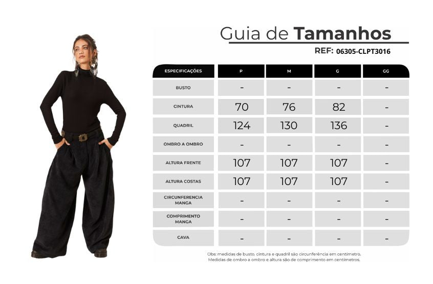 Calça Canelada Com Bolsos Preta Yacamim G1