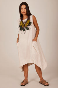 Yacamim D1 Plain Beige Linen Short Tank Dress