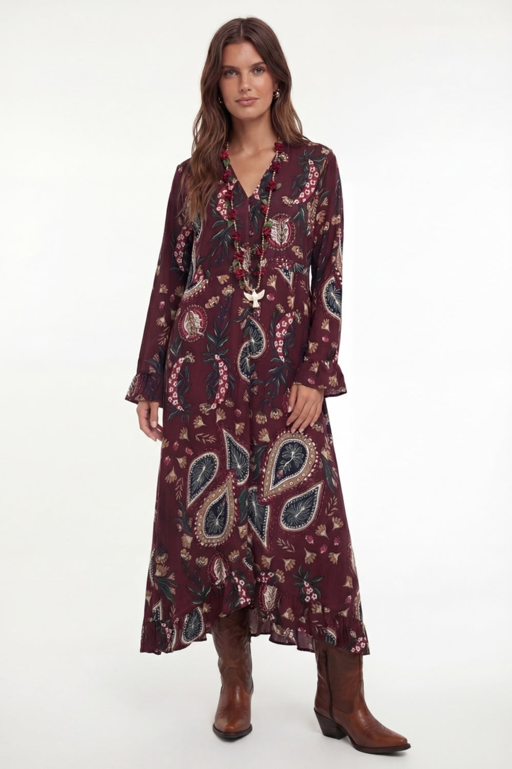 Yacamim Burgundy Long Dress E14