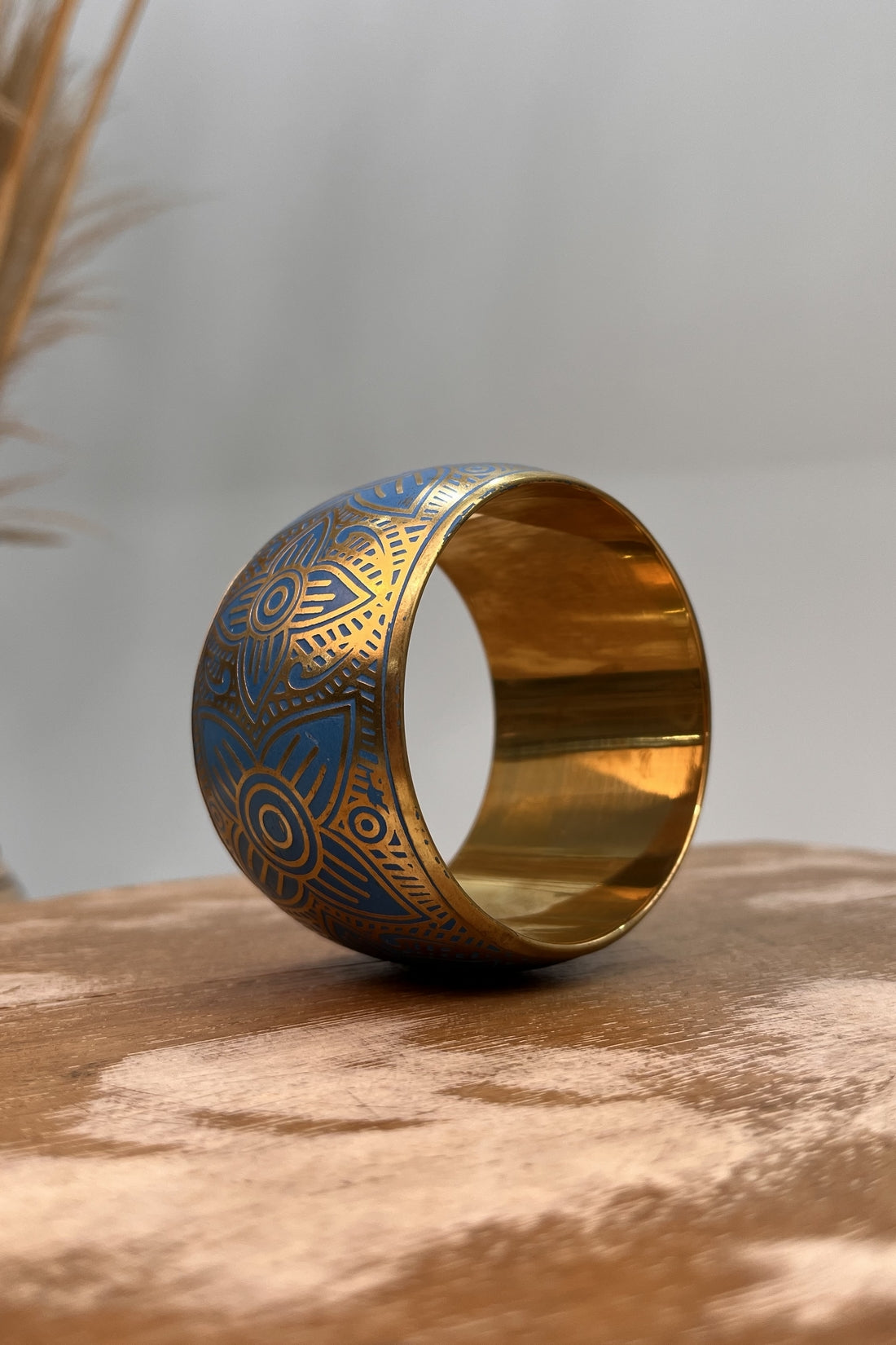 Light Blue Engraved Metal Bracelet Yacamim #267