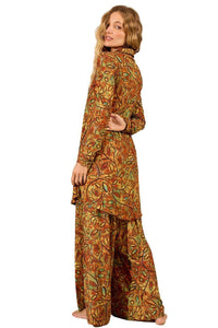 Yacamim Printed Shirred Waist Harem Pants