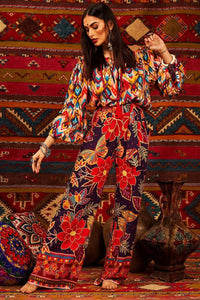 Yacamim Printed Fabric Belt Trousers