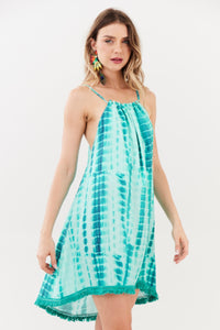 Yacamim C19 Cyan Tie-Dye Digital Short Dress