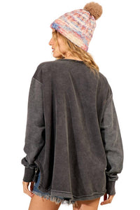 Yacamim A31 Oversized Long Sleeve Graphite Sweatshirt