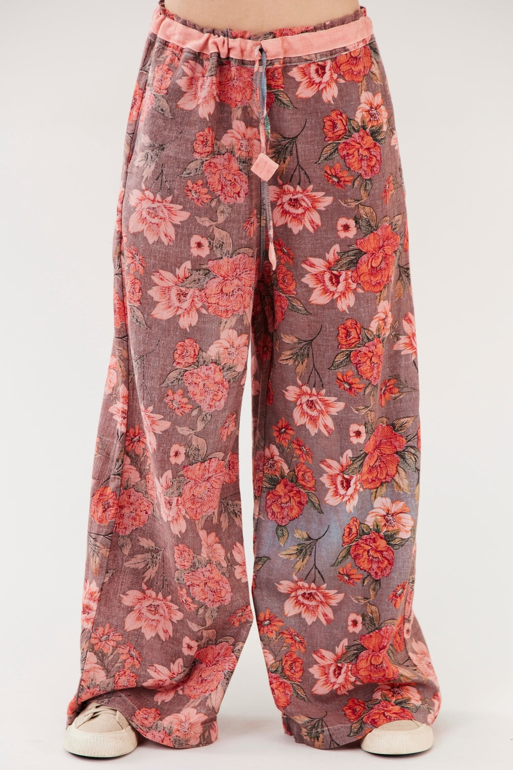 Yacamim R4 Paraty 100% Cotton Pink Printed Palazzo Pants