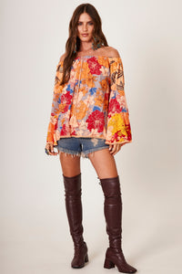 Yacamim B3 Orange Gypsy Patchwork Blouse