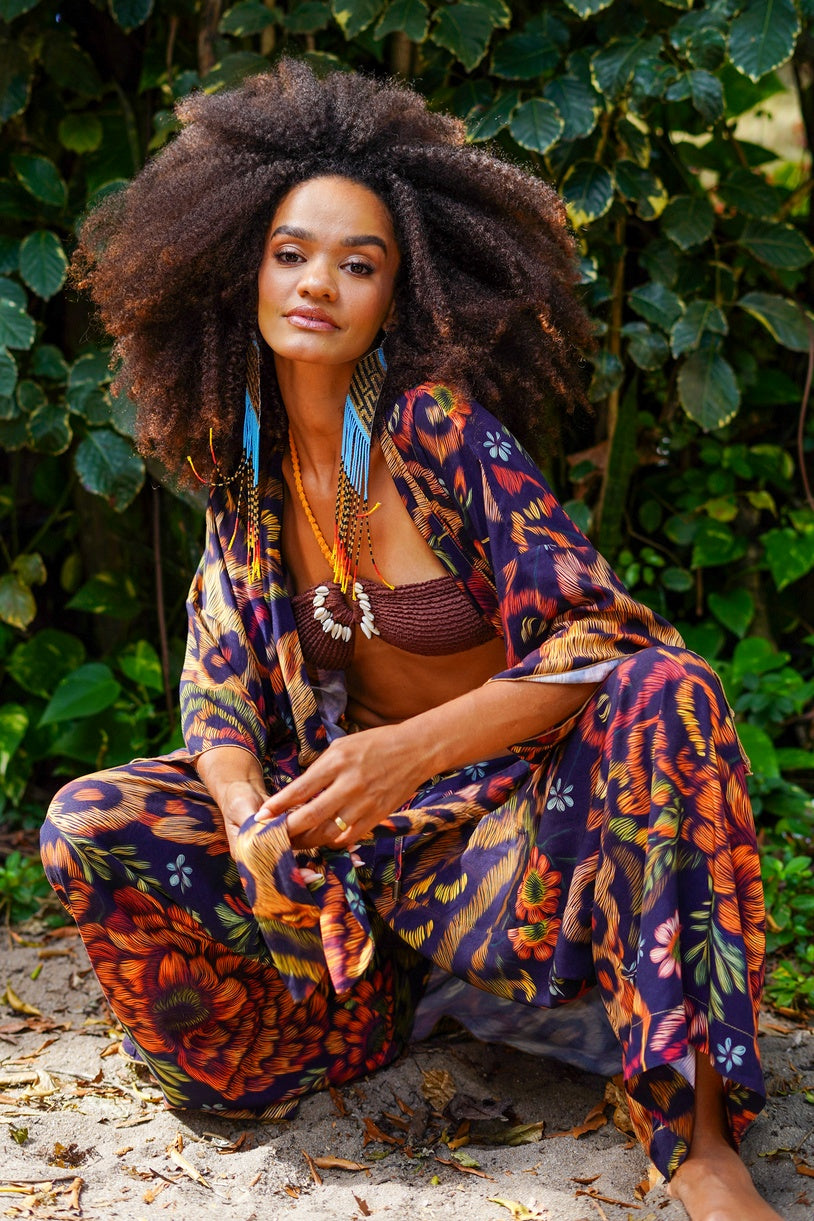 Yacamim Bahêa Collection Animal Print Short Kimono Q6