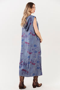 Yacamim D8 Midi Dress with Cut-Out Shoulders and Hood