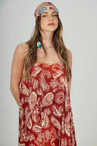 Yacamim D3 Paisley Ombre Brown Long Dress