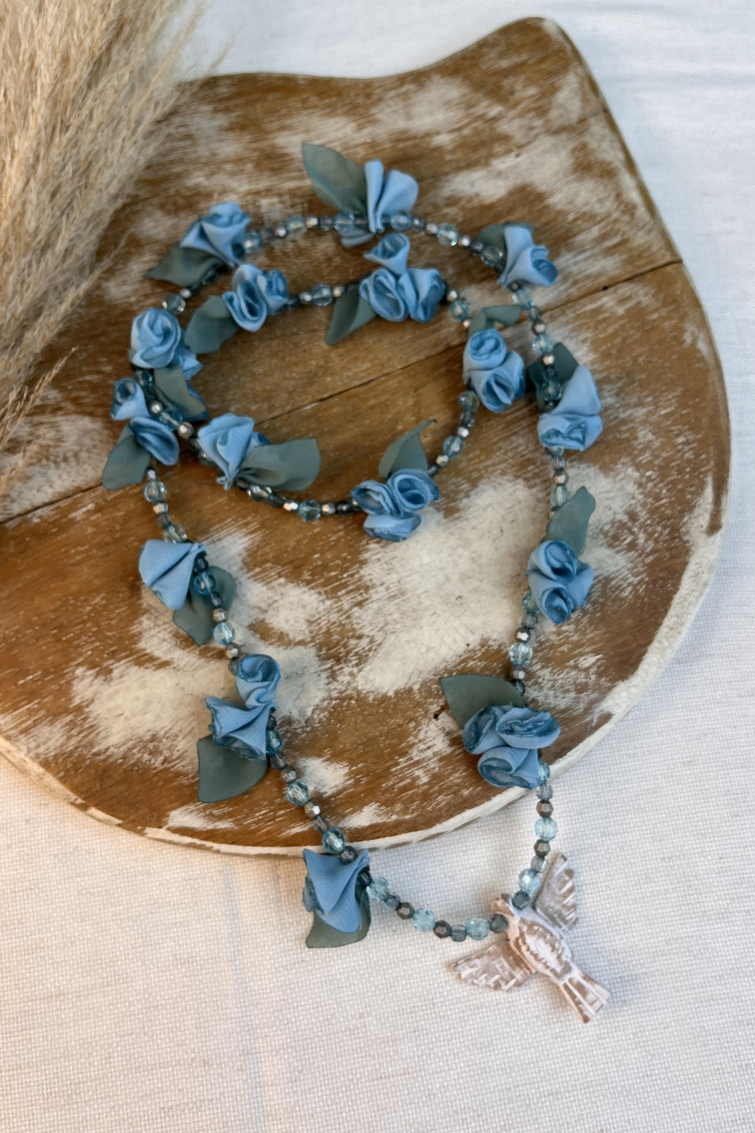 Yacamim Blue Flowers Holy Spirit Necklace #287