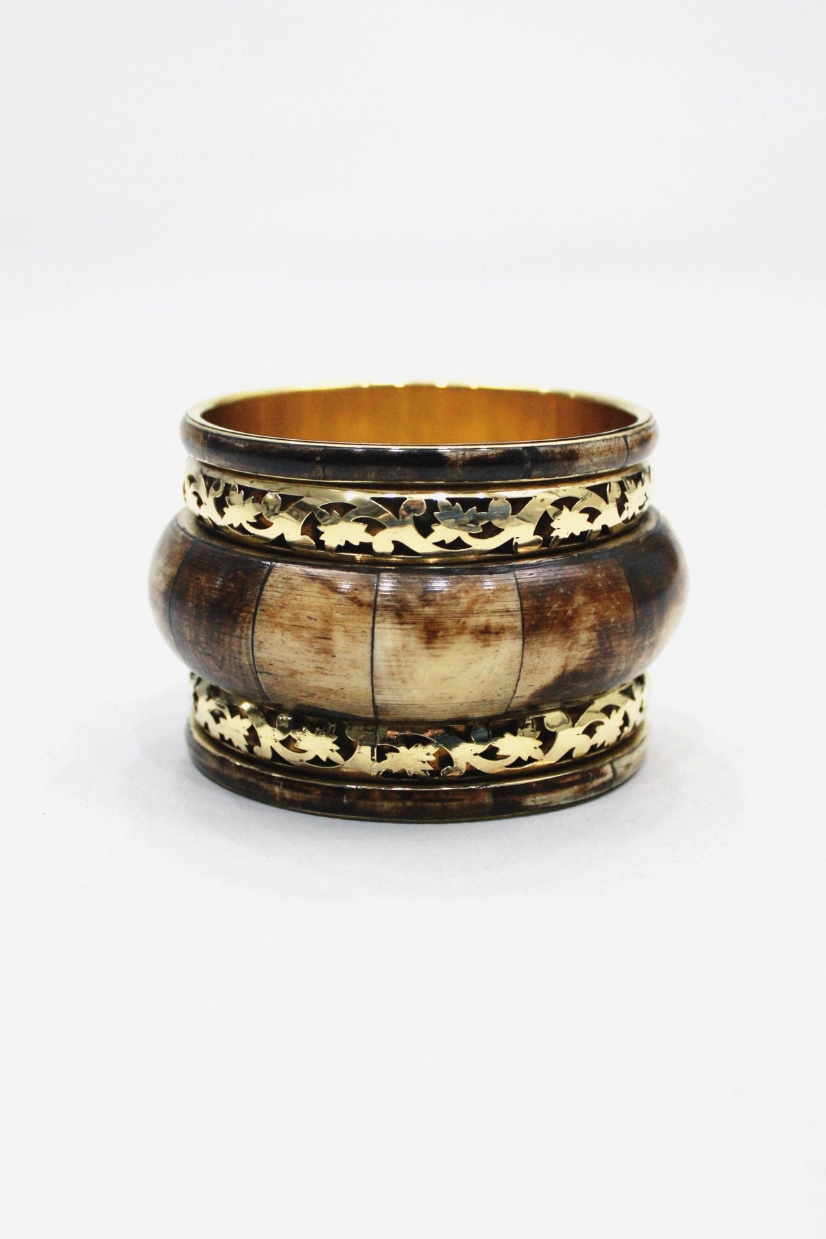 Wide Metal Bracelet with Wooden Print Yacamim #440