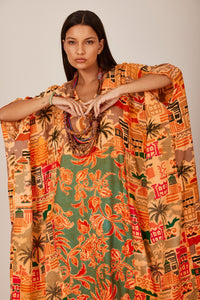 Yacamim J9 Orange Patchwork Long Kaftan
