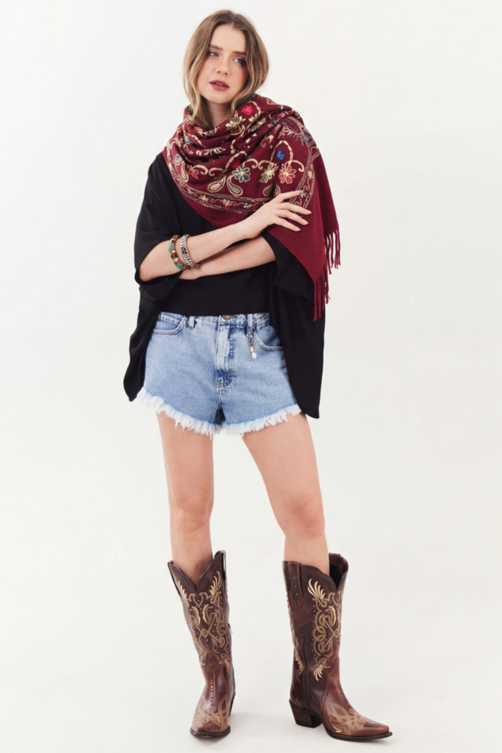 Yacamim Wine Cashmere Scarf #891