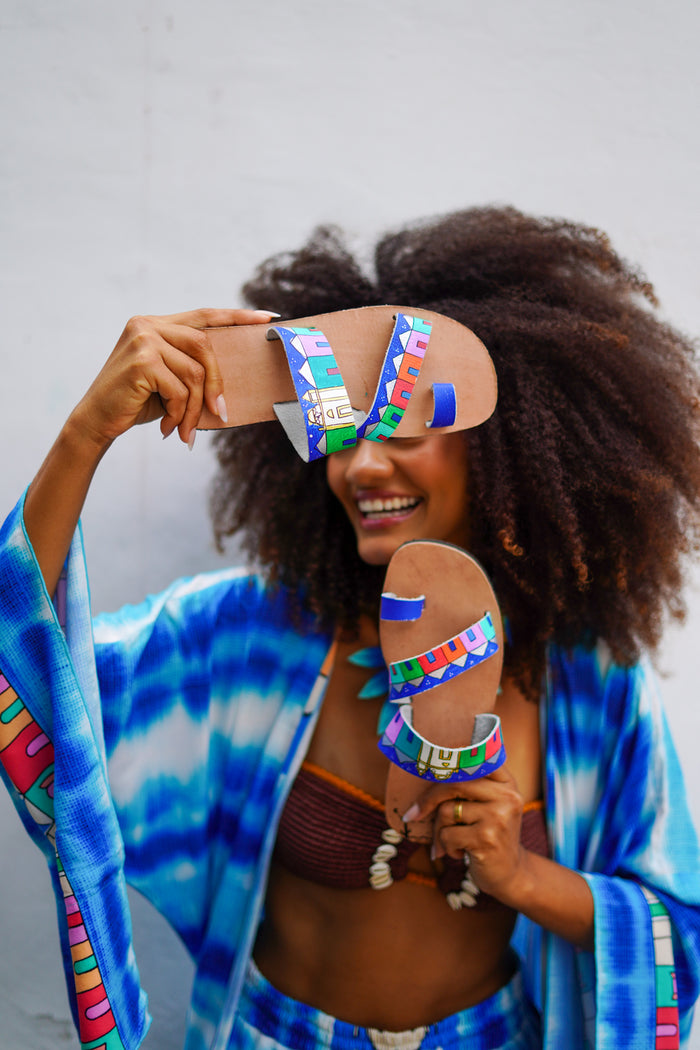 Arraial Leather Flat Sandal Bahêa Collection Yacamim #546