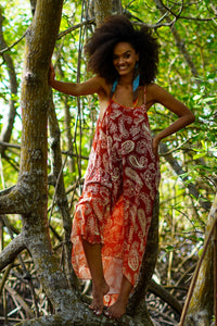 Yacamim D3 Paisley Ombre Brown Long Dress