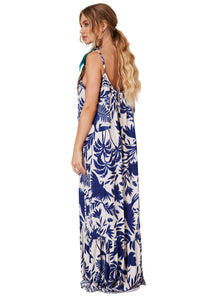 White and Blue Strappy Long Dress Pira Omomba’e Yacamim C31 Collection