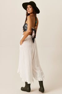 Yacamim White Ruffled Pants with Pockets G7