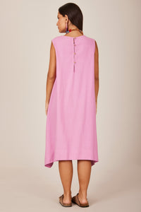 Yacamim C8 Lilac Sleeveless Linen Mini Dress Plain