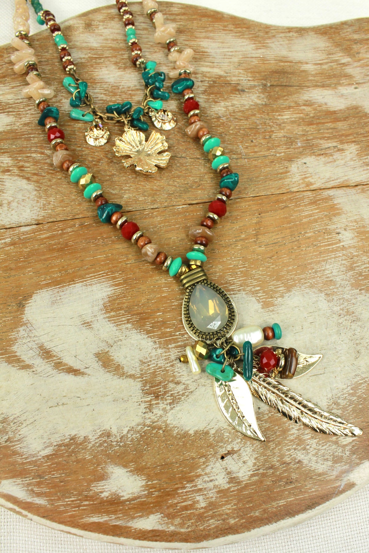 Handcrafted Necklace with Yacamim Stone Pendants #354