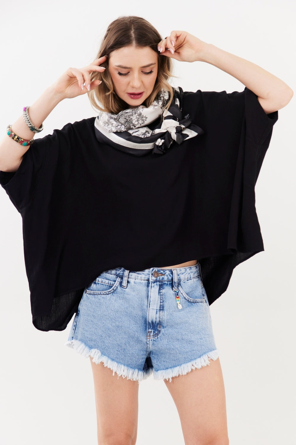 Yacamim B29 Black Off-the-Shoulder Tunic