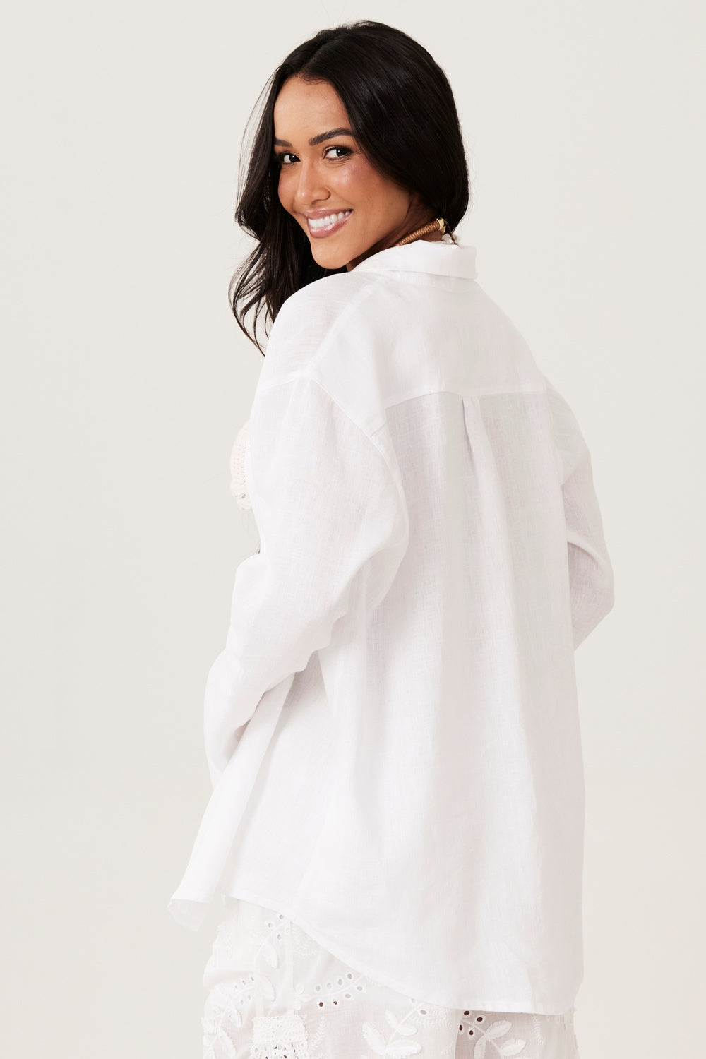 100% Linen Cambric Mother-of-Pearl White Yacamim A17 Shirt