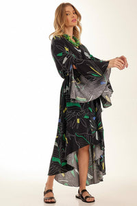 Yacamim Black Printed Long Sleeve Mullet Shirt