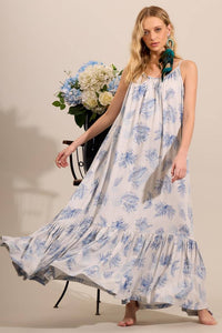 Yacamim E22 Gray Striped Long Dress with Adjustable Straps