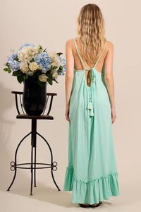 Yacamim E3 Mint Green Mullet Dress With Straps and Ruffles on the Hem