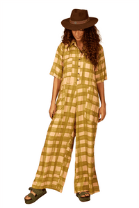 Yacamim Wide Jumpsuit with Short Sleeves and Pockets