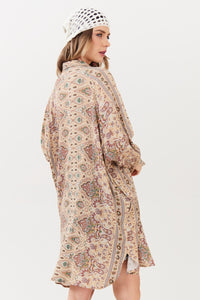 Yacamim L3 Beige Paisley Short Long-Sleeved Chemise