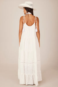 Yacamim C7 White Long Dress with Tie Straps