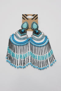 Handmade Blue Yacamim Beaded Earring #684