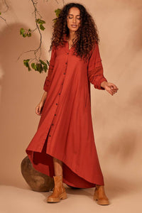 Red Yacamim Mullet Shirt with Lace