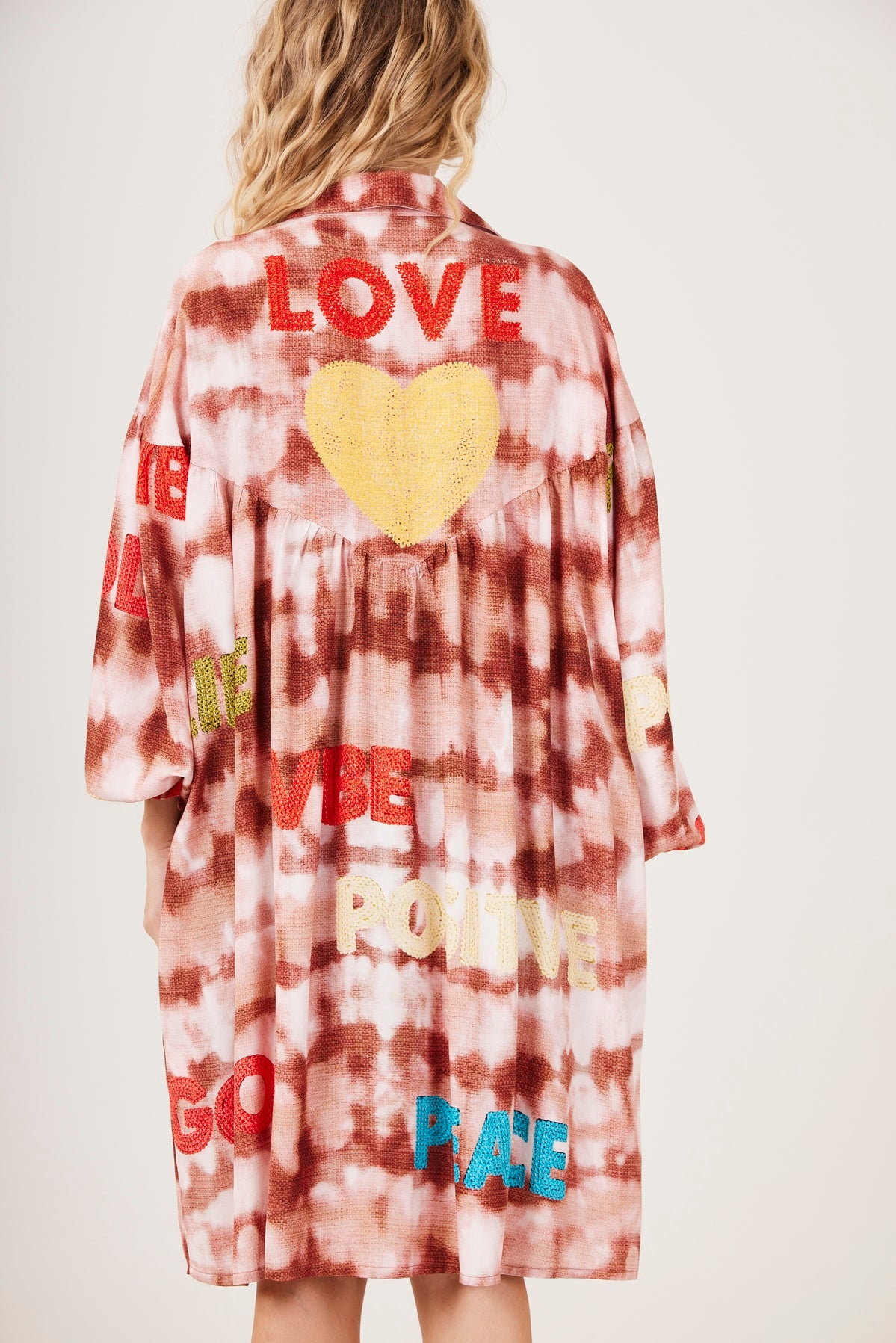 Yacamim L2 Brown Tie-Dye Digital Print Oversized Shirt
