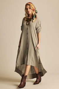 Yacamim C9 Extended Back Midi Dress in Green Tone
