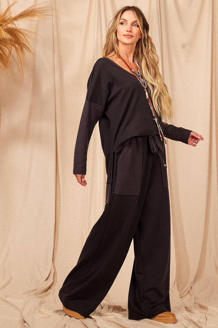 Yacamim Black Palazzo Pants with Pockets