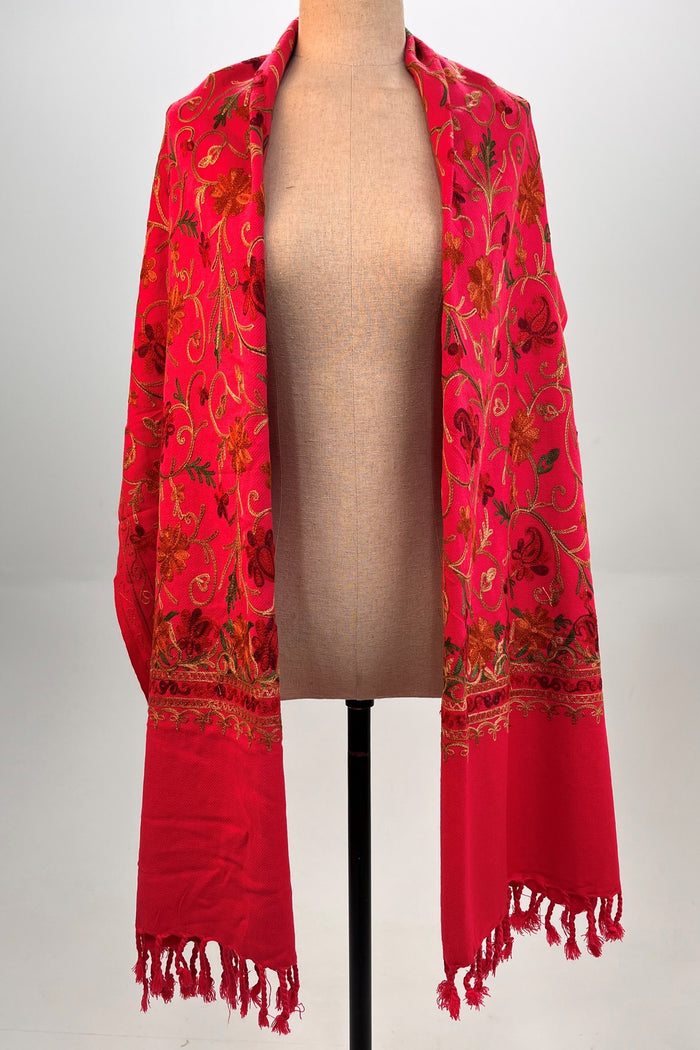 Yacamim Embroidered Pink Cashmere Scarf #337