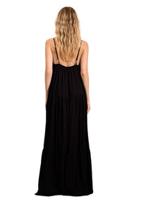 Black Yacamim Long Dress with Adjustable Straps