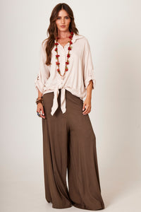 Yacamim I10 Moss Green Plain Palazzo Pants