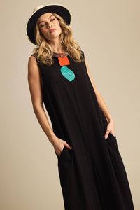 Yacamim Black Sleeveless Wide-Leg Jumpsuit