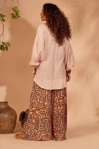 Yacamim Printed Beige Palazzo Pants
