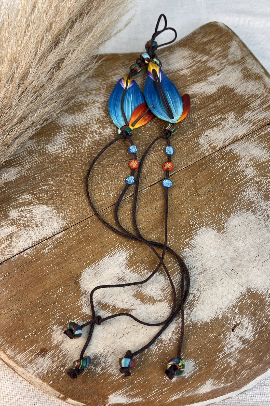 Handmade Polymer Clay Barefoot Sandals Yacamim Feathers #280
